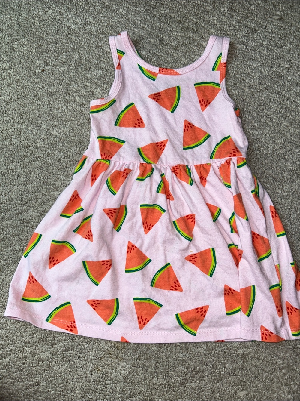 Girls Pink Watermelon Print Tank Dress